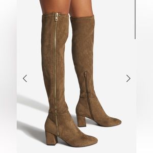 Shoe Dazzle Nevaeh Tall Zip-Up Boot Dark Olive Night Dark Brown size 7